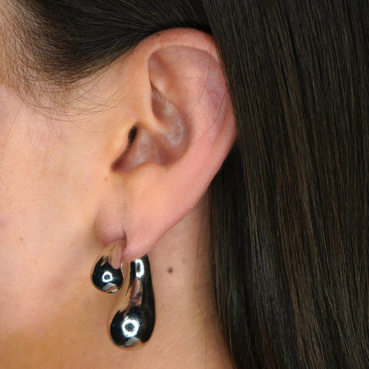 Paire de boucles d'oreilles - Larmes - Argenté