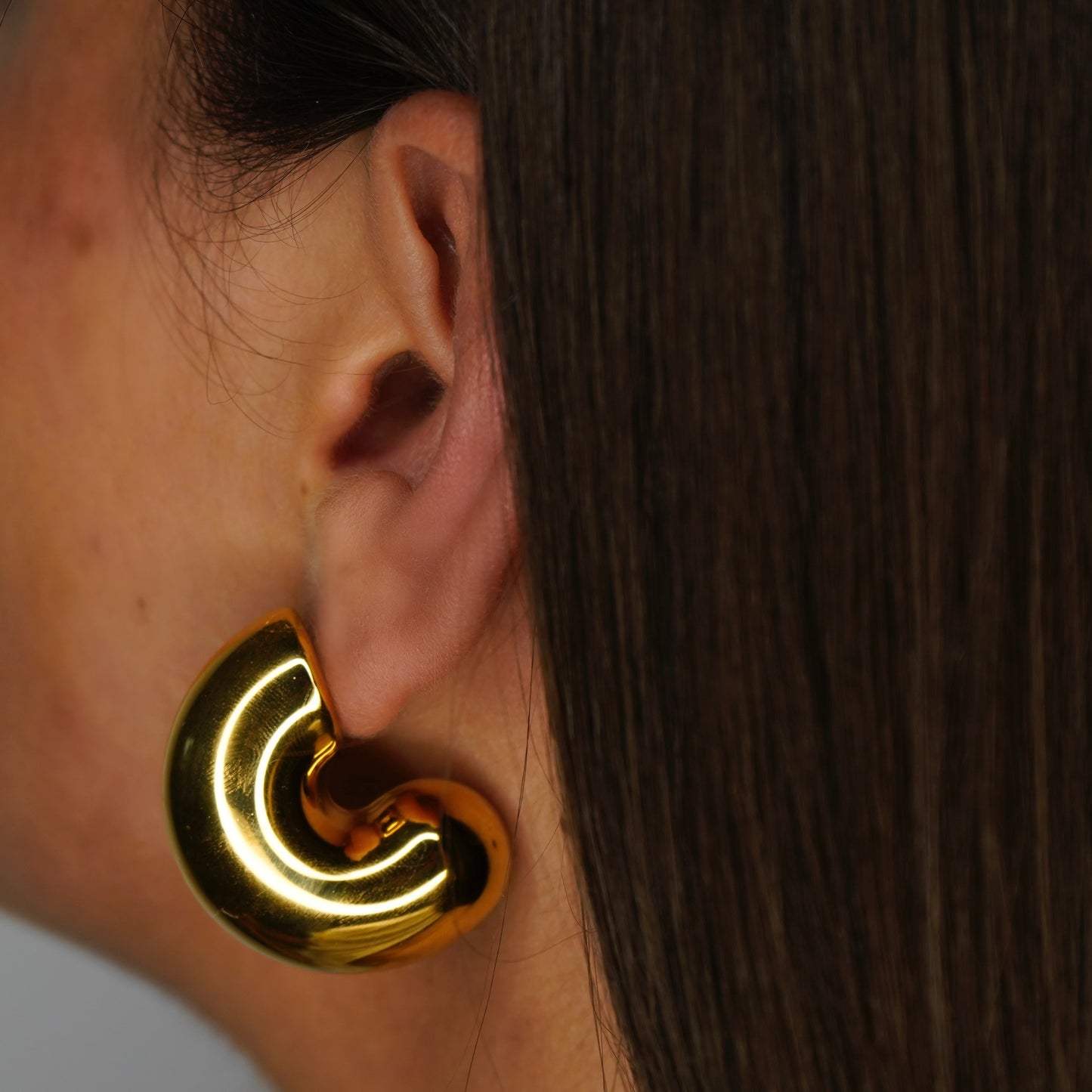 Paire de boucles d'oreilles - Bulle - Doré